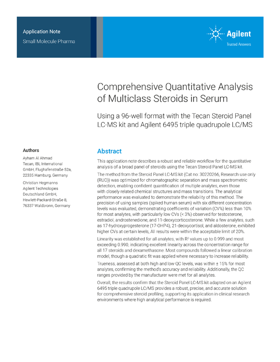 Application Note: Comprehensive Quantitative Analysis of Multiclass Steroids in Serum